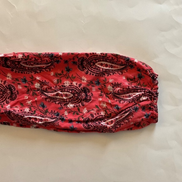 Abercrombie & Fitch Salmon Pink Black Paisley Long Sleeve Romper S Lace Up Y2K - Picture 7 of 12